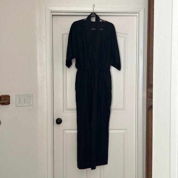 Handmade in Ukraine linen black jumpsuit - Picture 2 of 7